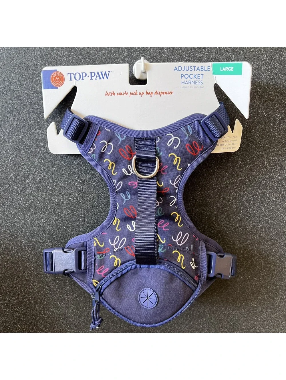 NWT Top Paw (L) Unisex Pocket Handle Dog Puppy Harness Waste Bag Dispenser New